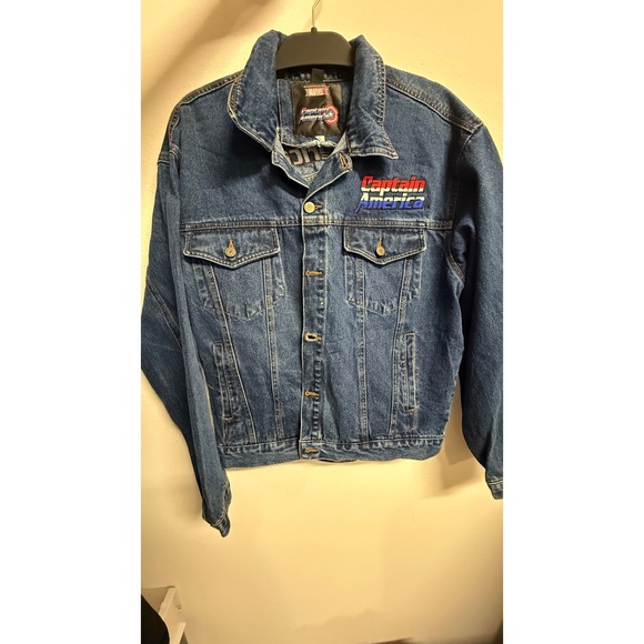 Marvel Other - Marvel Captain America Denim Jacket Blue Distressed Adult Size L